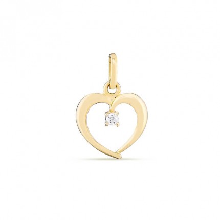 Colgante de oro amarillo 9K con corazón y circonita
