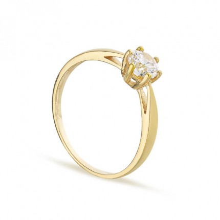 Anel em ouro amarelo 9K com zircónia