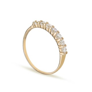 Anillo de oro amarillo 9K 1/2 alianza carril y circonita