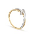 Anillo de oro bicolor 9K con movimiento y circonita