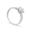 Anillo de oro blanco 9K con circonita central y 6 garras
