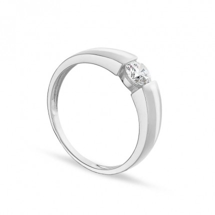 Anillo de oro blanco 9K invisible con circonita