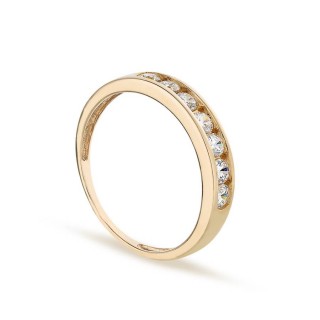 Anillo de oro amarillo 9K 1/2 alianza carril circonita