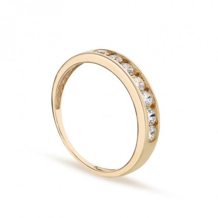 Anillo de oro amarillo 9K 1/2 alianza carril circonita