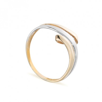 Anel em ouro bicolor 9K com 3 barras e ponte