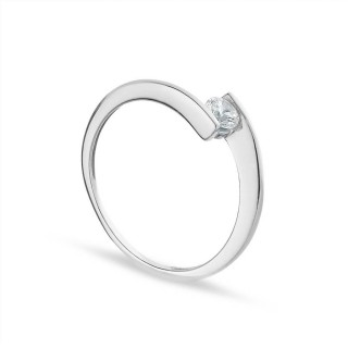 Anillo de oro blanco 9K y circonita
