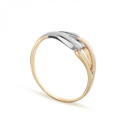 Anel em ouro bicolor 9K entrelaçado