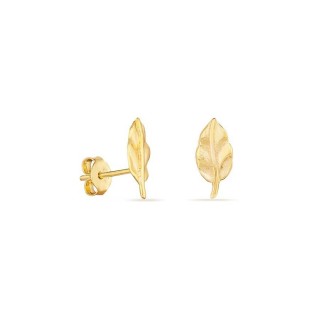 Brincos banhados a ouro amarelo desenho folhas