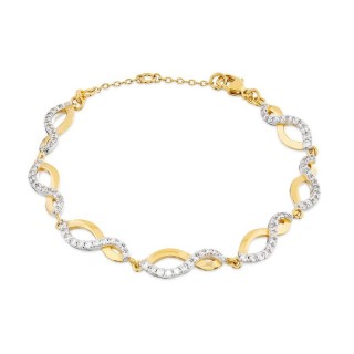 Pulsera de oro bicolor bañado en oro diseño 8 con circonitas