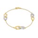 Pulsera bañada en oro bicolor 3 anillas y circonitas