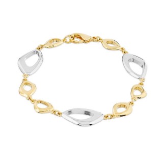 Pulseira banhada a ouro bicolor com desenho de argolas