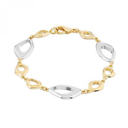 Pulseira banhada a ouro bicolor com desenho de argolas