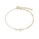 Pulsera bañado en oro con cruz horizontal