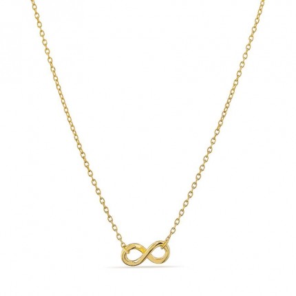 Collar bañado en oro de oro amarillo con colgante infinito
