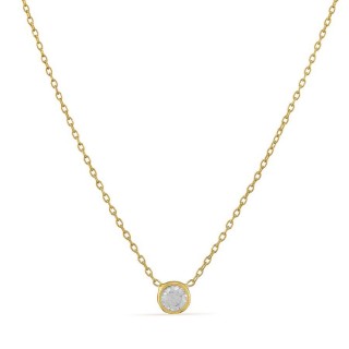 Colar banhado a ouro de 42 cm com pendente chaton