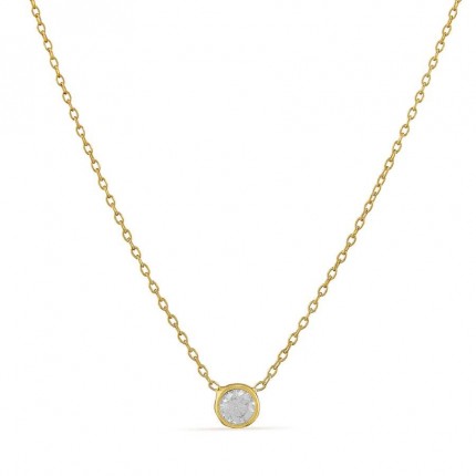 Colar banhado a ouro de 42 cm com pendente chaton