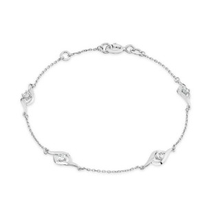Pulsera de oro blanco 9K diseño ojos con circonitas