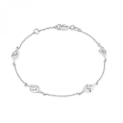 Pulsera de oro blanco 9K diseño ojos con circonitas