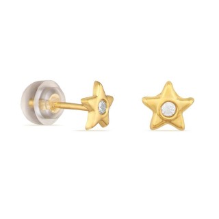 Pendientes de oro amarillo 9K estrella con circonita central
