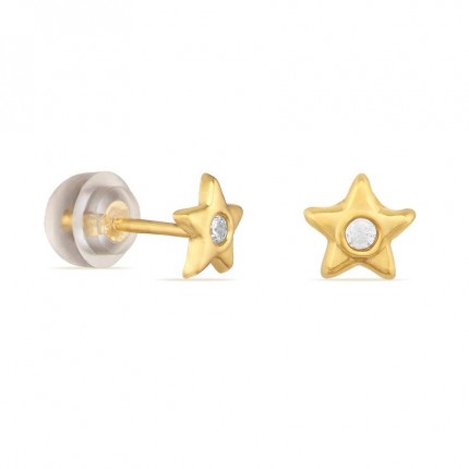 Pendientes de oro amarillo 9K estrella con circonita central