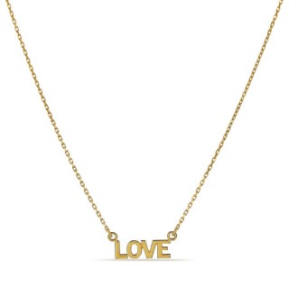 Colar em ouro amarelo 9K com pendente LOVE dourado