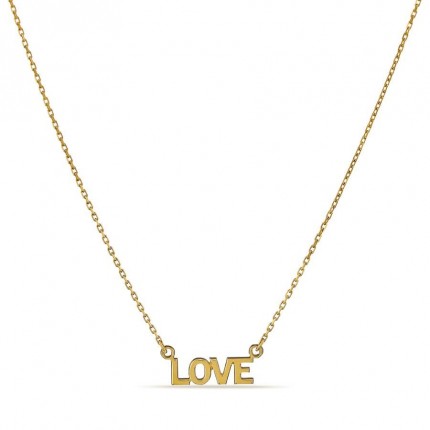 Collar de oro amarillo 9K con colgante LOVE dorado