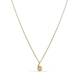 Colar em ouro amarelo 9K de 42 cm com pendente J com zircónia