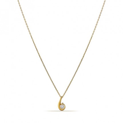 Collar de oro amarillo 9K de 42 cm con colgante J con circonita