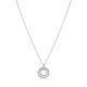 Colar em ouro branco 9K  pendente de 2 círculos e diamantes