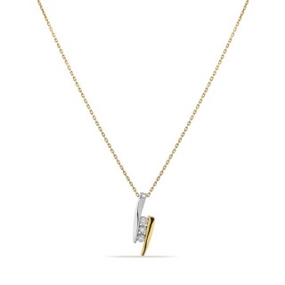 Collar de oro amarillo 9K rodiado y 3 diamantes