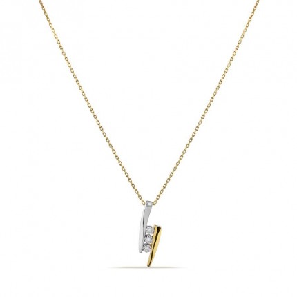 Colar em ouro amarelo 9K rodiado e 3 diamantes