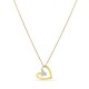 Colar em ouro amarelo 9K de 42 cm com pendente de coração e diamantes