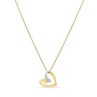 Collar de oro amarillo 9K de 42 cm, colgante corazón y diamantes