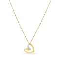Colar em ouro amarelo 9K de 42 cm com pendente de coração e diamantes