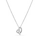 Colar em ouro branco 9K de 42 cm com pendente de coração e diamantes
