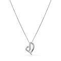 Colar em ouro branco 9K de 42 cm com pendente de coração e diamantes