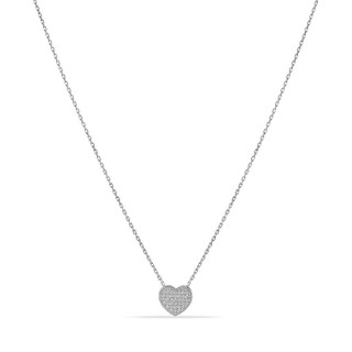 Collar de oro blanco 9K colgante corazón con diamantes