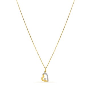 Colar em ouro amarelo 9K 42 cm com pendente de coração e diamante