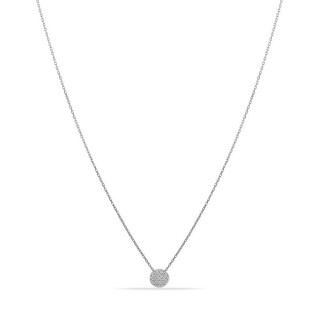 Collar de botón de oro blanco 9k y diamantes 0.02 CT