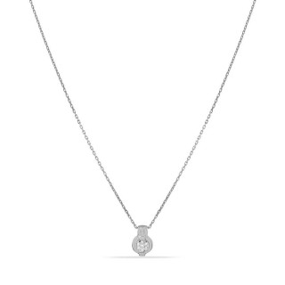 Collar de oro blanco 9K con diamante 0.03 ct en chatón