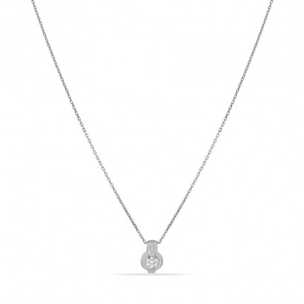 Colar em ouro branco 9K com diamante de 0.03 ct em chaton