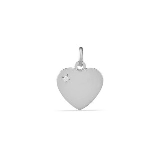 Colgante corazón de oro blanco 9K decorado con circonita
