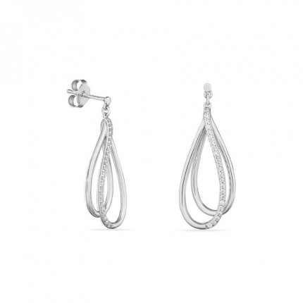Pendientes de plata doble aro con circonitas