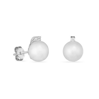 Pendientes de plata circonita perla de imitación