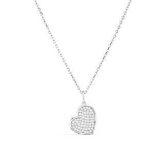 Collar de plata 40 cm colgante corazón con circonita