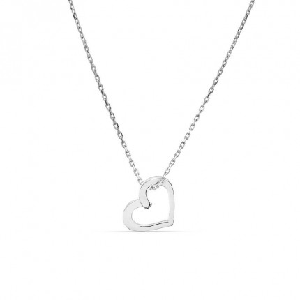 Collar de plata de 40 cm con corazón