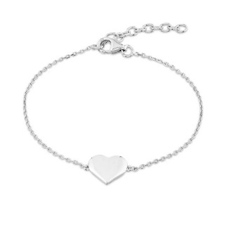 Pulsera de plata de 18 cm corazón chapa