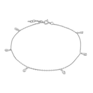 Tobillera de plata de 26 cm con 5 lágrimas