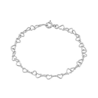 Pulsera de plata de 18 cm diseño corazones