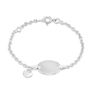 Pulsera de plata con chapa y corazón colgante